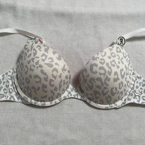 NWT Victoria’s Secret pink - leopard print push up bra 34B